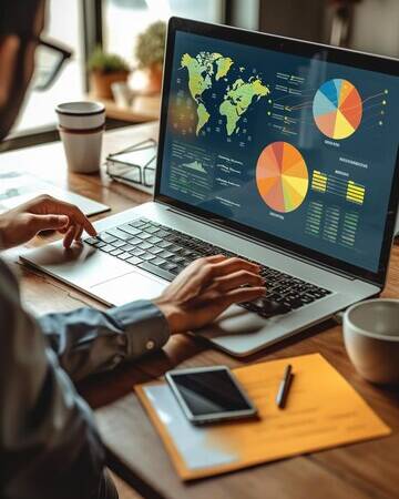 Report and Analysis dashboard in Laptop