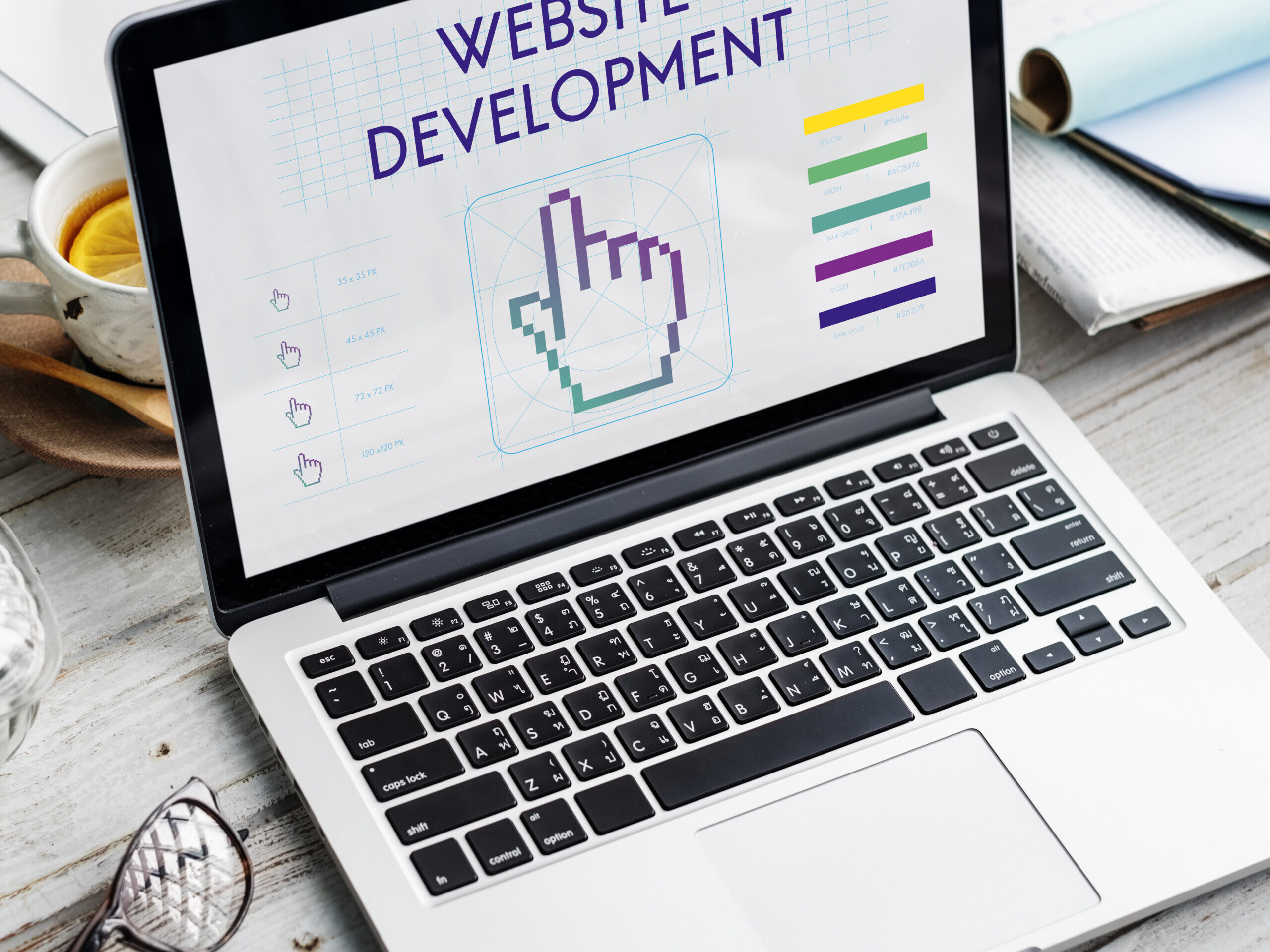 A laptop screen showing as Wordpress Development